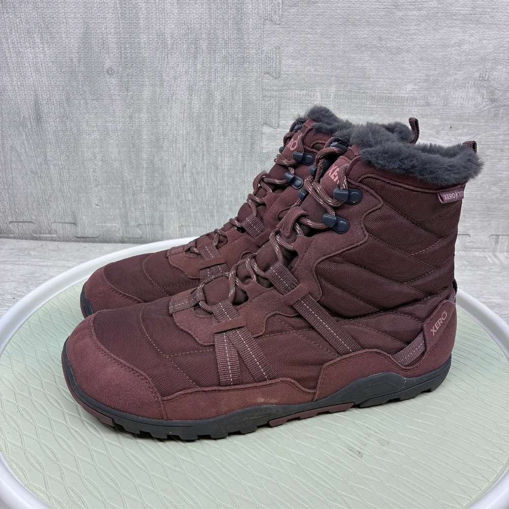 Xero Alpine Women's 11.5 Winter Snow Boots Burgundy Fuzzy Insulted Waterproof